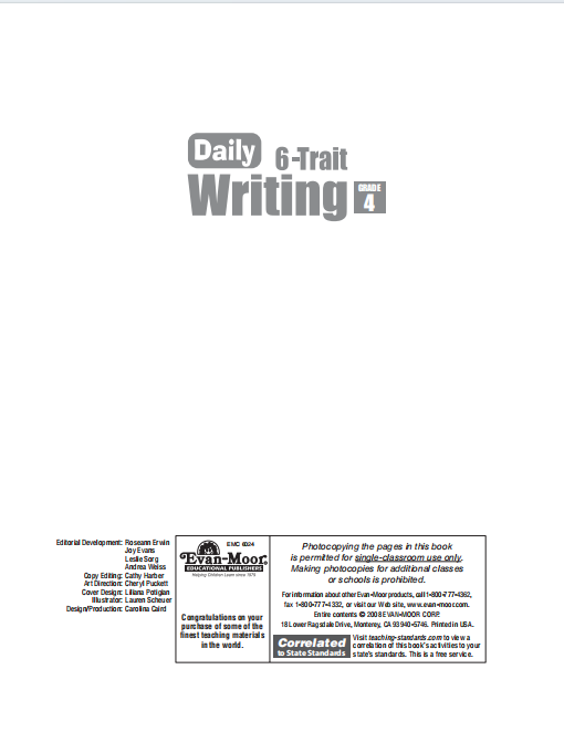 Daily Trait writing Grade 4